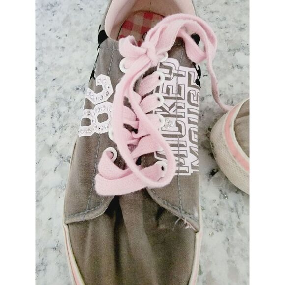 Disney Parks 9 Vintage Sneaker Women's Gray Pink‎ Flats Rhinestone 28 - Picture 3 of 9